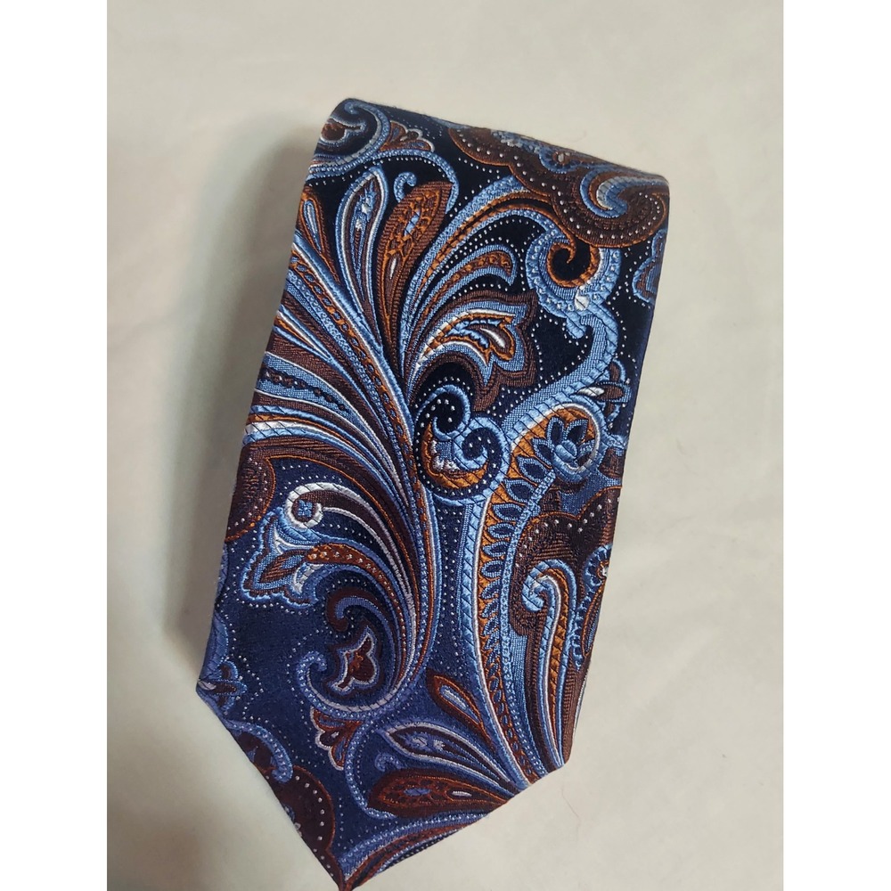 Countess Mara Mens Silk Tie Blue Brown Blue Paisley Necktie 58 inch‎